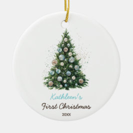 ディスコボール クリスマスツリー 赤ちゃんの初めてのクリスマス セラミックオーナメント