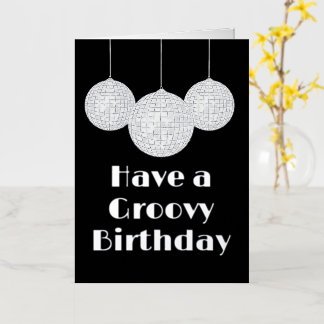 ディスコボール グルービー 誕生日 シルバー 箔グリーティングカード