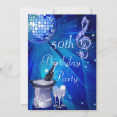 ディスコボール、シャンパンバケット50誕生日 招待状 (正面)