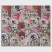 ディスコボール！スカルとバラ ラッピングペーパー (フラット)