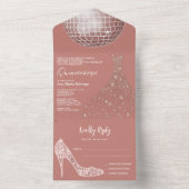 ディスコボール、スティレット&ボールガウンQuinceaenera オールインワン招待状 (内側)