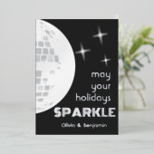 ディスコボール スパークル ホリデー カード ブラック (立ち正面)