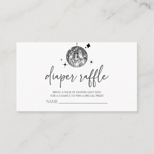 ディスコボール「ディスコベビー」ベビーシャワーおむつラッフル エンクロージャーカード (正面)