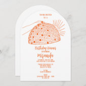 ディスコボール・ディナー招待状 オレンジ 招待状 (正面/裏面)