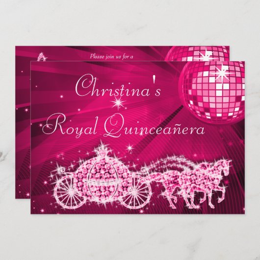 ディスコボール、プリンセスコーチ&ウズキンセアニラ 招待状 (正面/裏面)