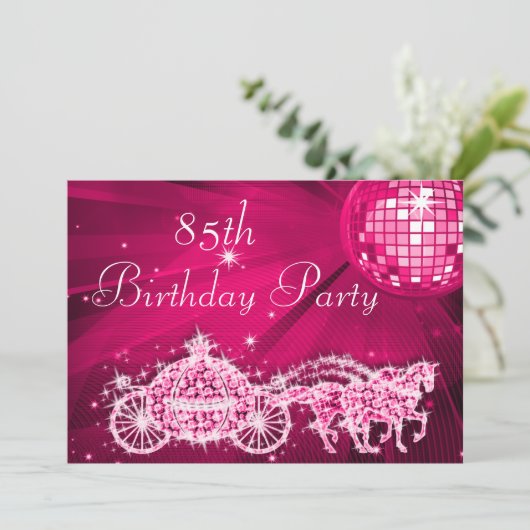 ディスコボール、プリンセスコーチ&ウマ85誕生日 招待状 (スタンド正面)