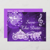 ディスコボール、プリンセスコーチ&馬の日付を保存 案内ポストカード (正面/裏面)