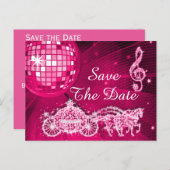 ディスコボール、プリンセスコーチ&馬の日付を保存 案内ポストカード (正面/裏面)