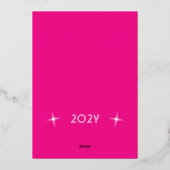 ディスコボール ホリデー カード ホットピンク シルバー箔 (裏面)