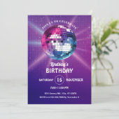 ディスコボール レトロ 誕生日招待状 招待状 (スタンド正面)