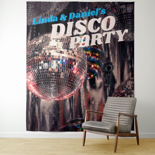ディスコボール レトロ 1970年代 | パーティーの背景 タペストリー (インサイチュ)