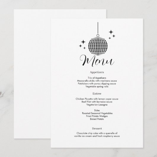 ディスコボール Dinner Menu 招待状 (正面/裏面)