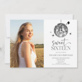 ディスコボールSweet sixteen16thバースデーパーティー 招待状 (正面)
