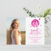 ディスコボールSweet sixteen16thバースデーパーティー 招待状 (スタンド正面)