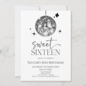 ディスコボールSweet sixteen16thバースデーパーティー 招待状 (正面)