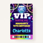 ディスコボールVIPバックステージパス誕生日ラニヤード バッジ (正面)