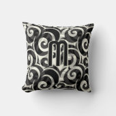 ディスコモダングカジュアルレーブラックアイボリーモノグラム クッション (正面)