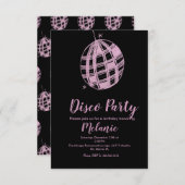 ディスコモダンパーティーフェイクグリッターピンクボール 招待状 (正面/裏面)
