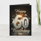 ディスコモダンブラック金ゴールドモザイク60誕生日 カード (正面)