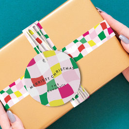 ディスコモダンボカラフルールタータンチェックプレイドクリスマス フェイバータグ