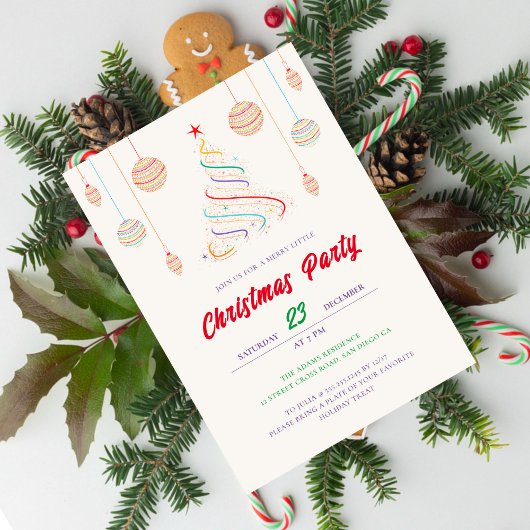 ディスコモダンライトクリスマスクリスマスツリーパーティーインビ 招待状