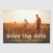 ディスコモダン文字 |写真の日付の保存 マグネット招待状 (正面)