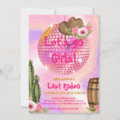 ディスコラストロデオ女性のカーボーイブライダルシャワー 招待状 (正面)