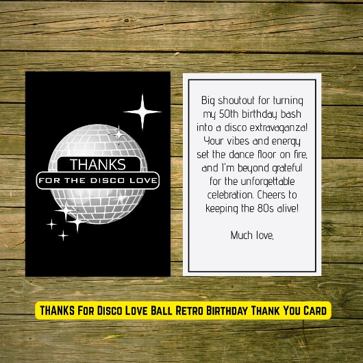 ディスコラブボールレトロバースデーに感謝 サンキューカード