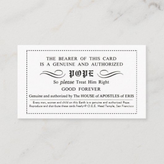 ディスコルディアンポープカード 名刺 (正面)