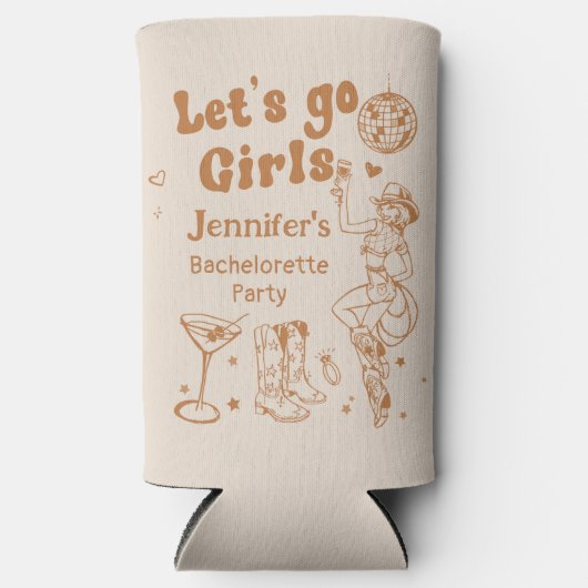 ディスコロデオ女性のカーボーイクールバチェロレッテ スリム缶クーラー (正面)