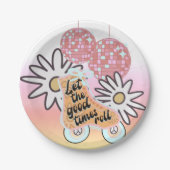 ディスコローラスケートで滑る女子パーティー ペーパープレート (正面)