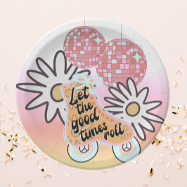 ディスコローラスケートで滑る女子パーティー ペーパープレート