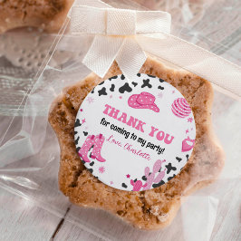 ディスコ女性のカーボーイウェスタン誕生日ステッカーラベル ラウンドシール