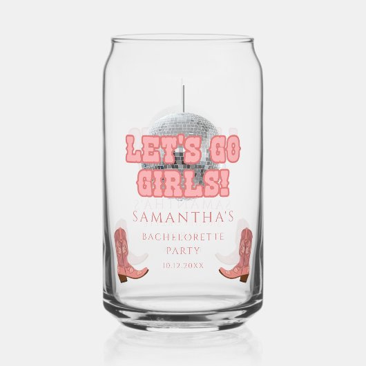ディスコ女性のカーボーイガールズウィークエンドバチェロレッテ ガラス缶 (正面)