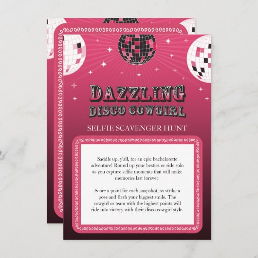 ディスコ女性のカーボーイセルフィースカベンジャー狩りゲーム エンクロージャーカード (正面/裏面)