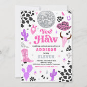 ディスコ女性のカーボーイナッシュビルピンクロデオバースデーパーティー 招待状 (正面)