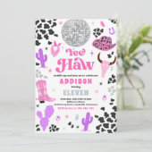 ディスコ女性のカーボーイナッシュビルピンクロデオバースデーパーティー 招待状 (スタンド正面)