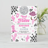 ディスコ女性のカーボーイナッシュビルピンクロデオバースデーパーティー 招待状 (スタンド正面)