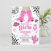 ディスコ女性のカーボーイナッシュビルピンクロデオバースデーパーティー 招待状 (スタンド正面)