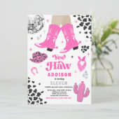 ディスコ女性のカーボーイナッシュビルピンクロデオバースデーパーティー 招待状 (スタンド正面)