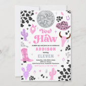 ディスコ女性のカーボーイナッシュビルピンクロデオバースデーパーティー 招待状 (正面)