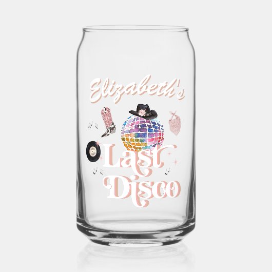 ディスコ女性のカーボーイナッシュビルピンクロデオ |バチェロレッテ ガラス缶 (正面)
