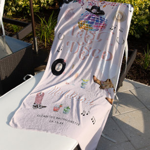 ディスコ女性のカーボーイナッシュビルピンクロデオ  バチェロレッテ ビーチタオル