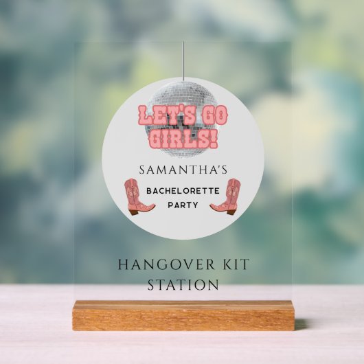 ディスコ女性のカーボーイバチェロレッテハングオーバーキットステーション アクリルサイン (ニュートラル)