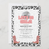 ディスコ女性のカーボーイバチェロレッテピンクブラック 招待状 (正面)