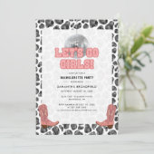 ディスコ女性のカーボーイバチェロレッテピンクブラック 招待状 (スタンド正面)