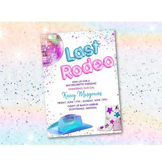 ディスコ女性のカーボーイバチェロレッテ週末の日程 招待状
