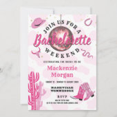 ディスコ女性のカーボーイバチェロレッテ週末パーティー 招待状 (正面)