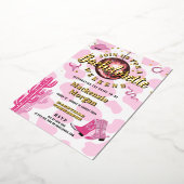 ディスコ女性のカーボーイバチェロレッテ週末パーティー 箔招待状 (回転した状態)