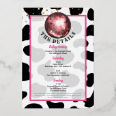 ディスコ女性のカーボーイバチェロレッテ週末パーティー 箔招待状 (裏面)